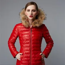 Прямая с фабрики женские модные черные и красные пуховики из натуральной кожи настоящая тонкая овечья кожа женские длинные зимние пальто