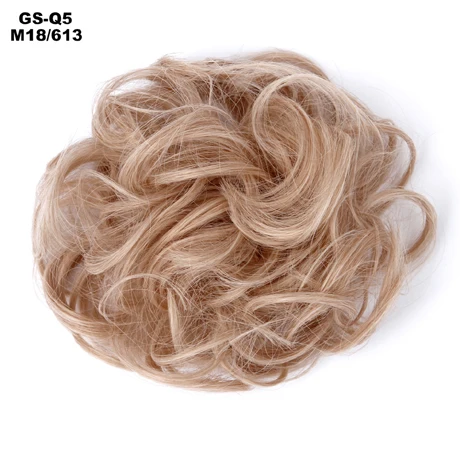 TOPREETY термостойкие синтетические волосы 30гр кудрявый шиньон с резиновой лентой наращивание волос Updo пончик шиньоны Q5 - Цвет: M18-613