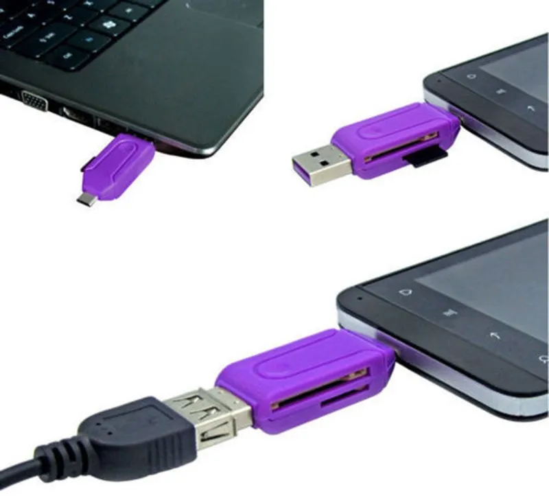 Практичное Специальное предложение 2 в 1 USB OTG кардридер Универсальный мини USB OTG TF/SD кардридер