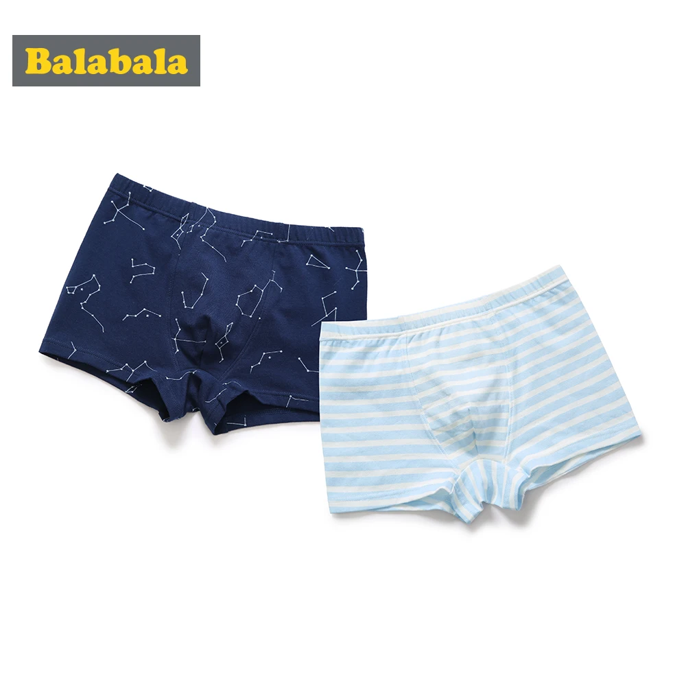 

Balabala 2-Pack Boys Striped Boxers Short Children Teenager Soft Cotton Graphic Underpant Underwear Ventilate Underpant 2Pc/lot