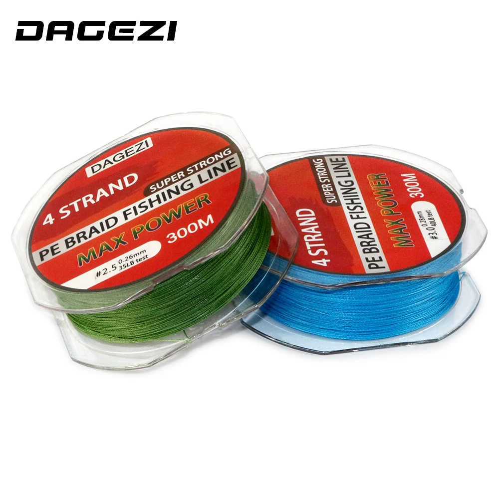 DAGEZI سوبر قوي 4 حبلا 300 M/330YDS 100% صنارة صيد بولي ايثيلين مجدول 10-80LB المتعددة الشعيرات خيط صنارة الصيد الكارب الصيد المياه المالحة