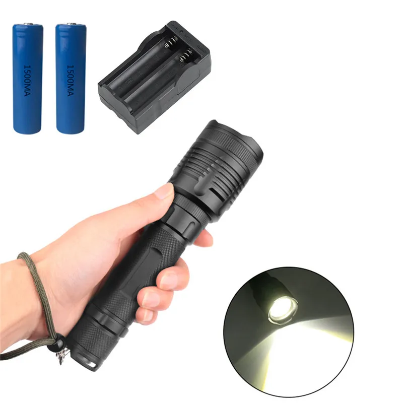 

High Power LED Flashlight XHP70 2200LM Waterproof Zoom Tactical Multifunctional portable night outdoor travel flashlight #4A29