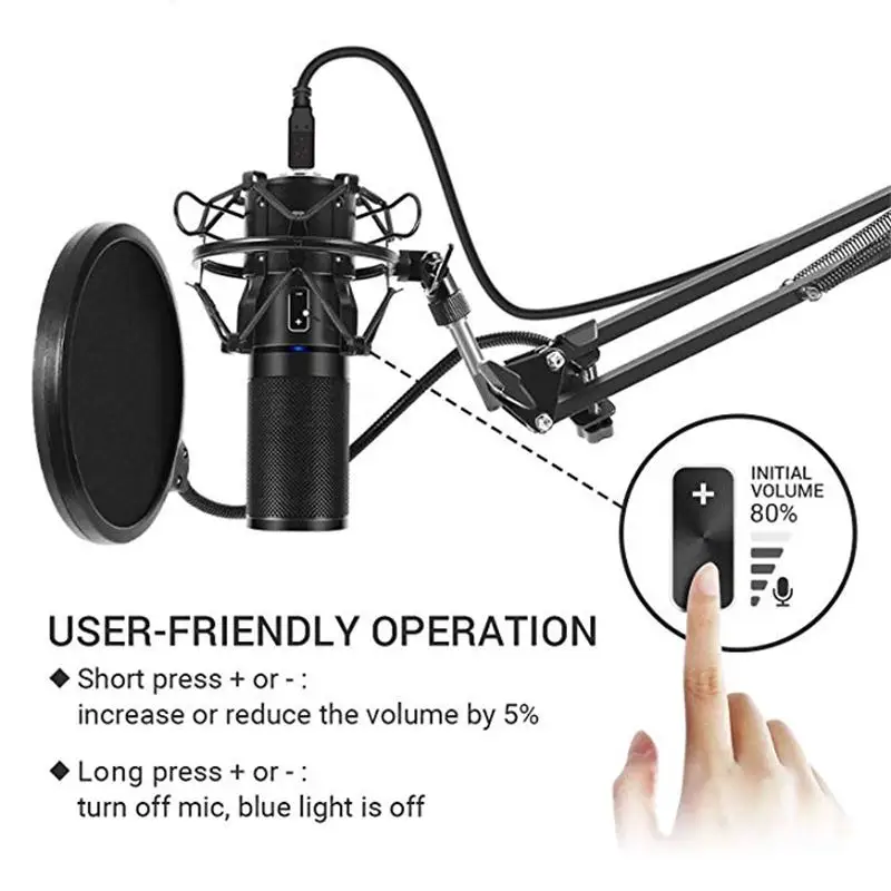 FELYBY Q9 Computer USB Microphone for Live Stream