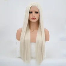 Харизма блонд Синтетические длинные шелковистые прямые волосы на кружеве парики без клея для женщин натуральные волосы 150% Плотность