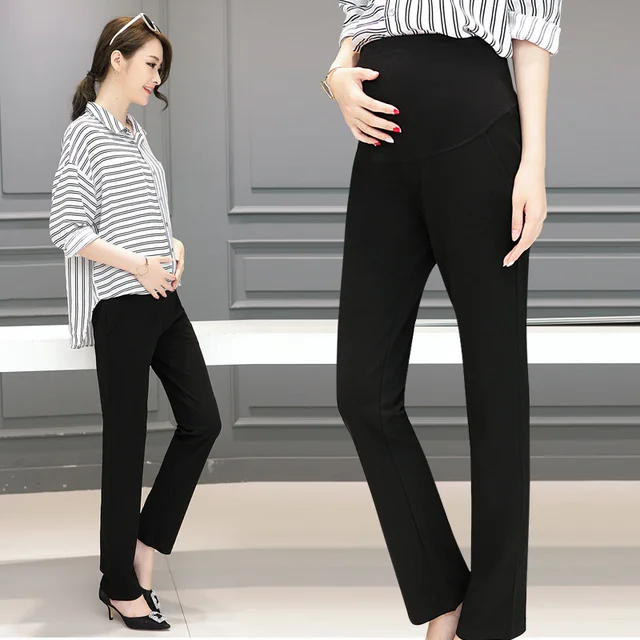 3510 Ol Maternity Pants Office Laides Formal Work Black Trousers 3510 Ol Maternity Pants Office Laides Formal Work Black Trousers Elastic Waist Straight Pregnancy