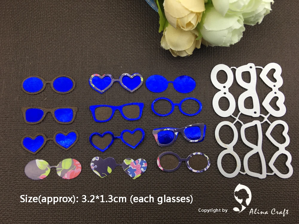 AlinaCraft металлические режущие штампы 6 шт. милые очки для мальчиков и девочек, очки для скрапбукинга, бумажные трафареты для рукоделия