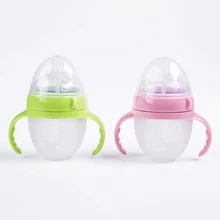 Baby Silicone Bottle Green 150ml Pink Green Baby Milk Feeding Bottle With Handle silicone baby bottle baby milk silicone feeding bottle spoon bonus