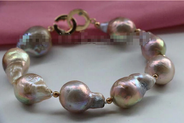 

Free shipping >>>>>>Natural 21mm Multicolor Baroque Edison Reborn Keshi Pearl Bracelet 14KGP #f2425!