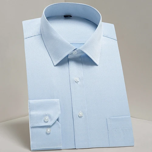 Мужские классические одноцветные классические рубашки с длинным рукавом, удобные мягкие официальные деловые стандартные Саржевые легкие в уходе топы, рубашки - Цвет: AM032