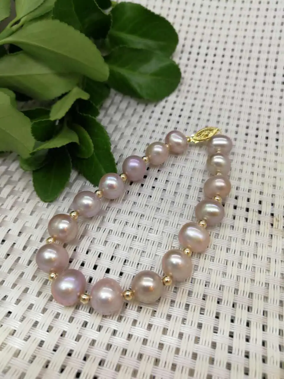 

9-10MM GENUINE NATURAL SOUTH SEA PURPLE PEARL BRACELET 7.5-8" Gold Clasp