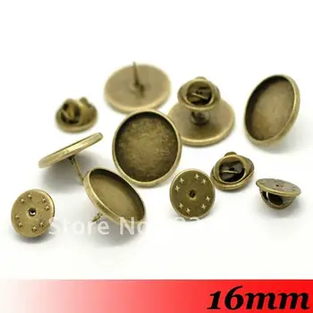 

Free ship! Bulk 500sets Antique bronze 16mm Round Brooches with Stopper set brooch base blanks