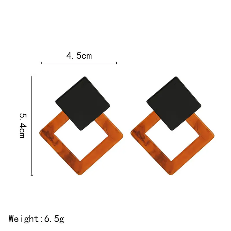 Simple Design Geometric Earrings Square Rectangle Acetic Acid Resin Acrylic Earrings For Women Korean Style Fashion Pendientes