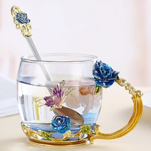 Бытовая Посуда для напитков, эмаль, цветная чашка, цветочный чай, чашка для женского сока, набор, Термостойкое стекло, креативная пара в чашку
