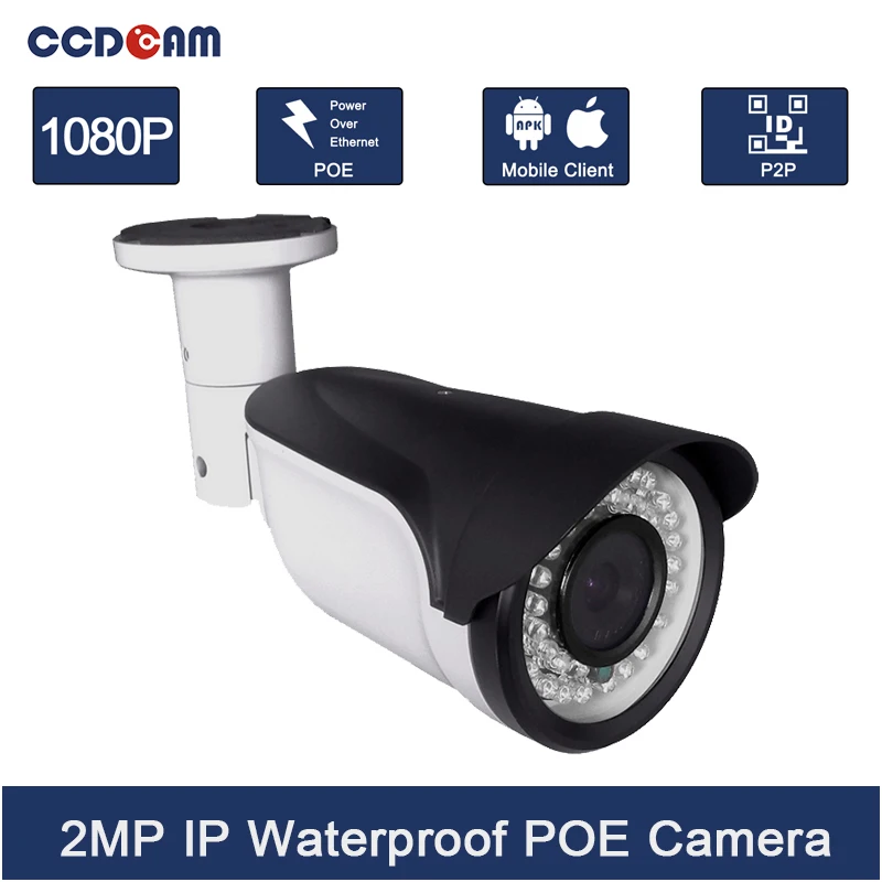 IP-камера CCDCAM PoE 2 МП Full HD 1080p ONVIF 0 CMOS ИК Ночное Видение H.264 Водонепроницаемая
