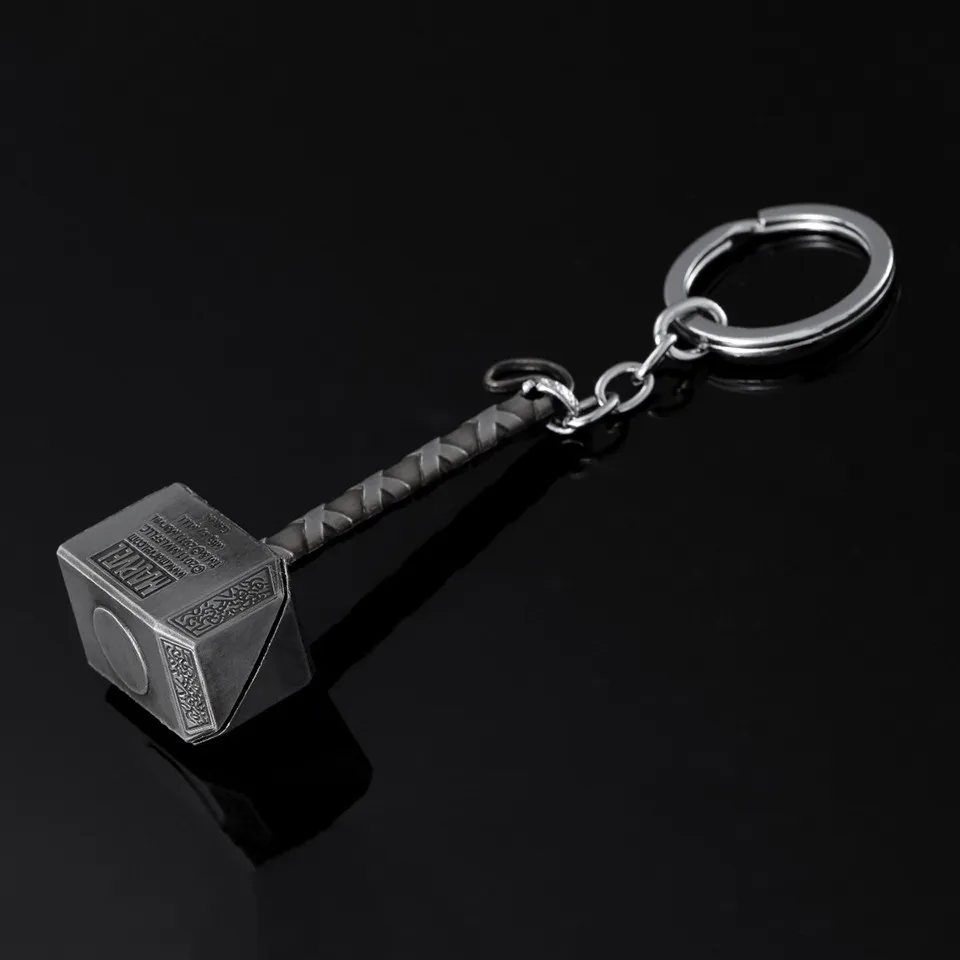 1 pc Vintage Thor Hammer Keychains Avengers for Men Key Rings Movie Key Holder Thor The Dark World Key Finder Bags Key Chain (4)