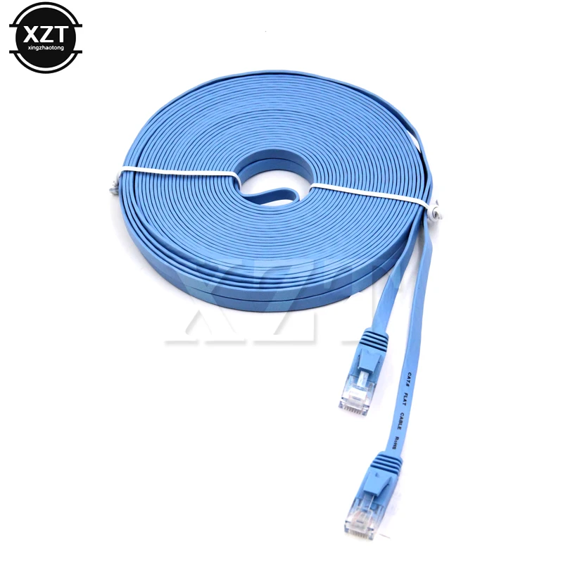 Cavo Di Rete Ethernet Utp Piatto Cat6 Blu Cielo Di Alta Qualità 15M Cavo Lan Patch Rj45 Per Router Dsl Modem Laptop Office