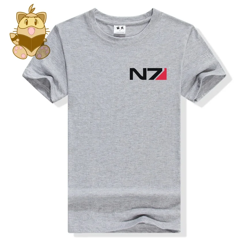 Крутая игра футболки для фанатов mass effect N7 ежедневно носить летом Хлопковая футболка ac484-s