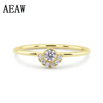 

0.14ctw Bezel Setting Diamond Halo Ring Crown Cluster ring in 14k Yellow Gold Wedding Ring For Women Fine Jewerly