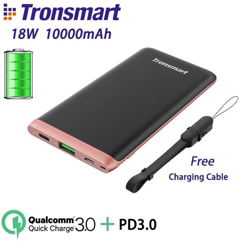 Tronsmart отделкой PBD01 запасные аккумуляторы для телефонов 18 Вт портативное зарядное устройство 10000 мАч Quick Charge 30 с PD30 iPhone X samsung купить в магазине Tronsmart Official Store на AliExpress