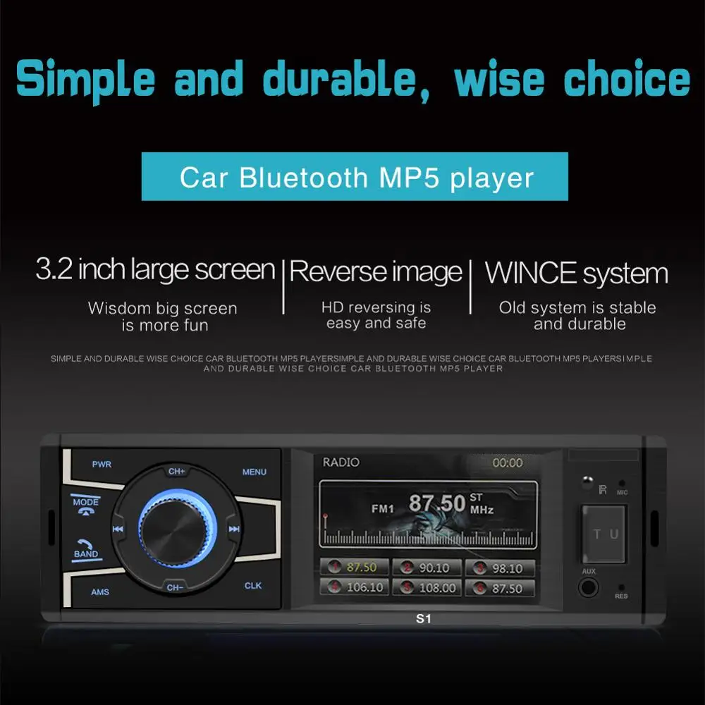 Автомагнитола SWM мультимедийный MP5 плеер с поддержкой Bluetooth Aux Tf U диска Типоразмер