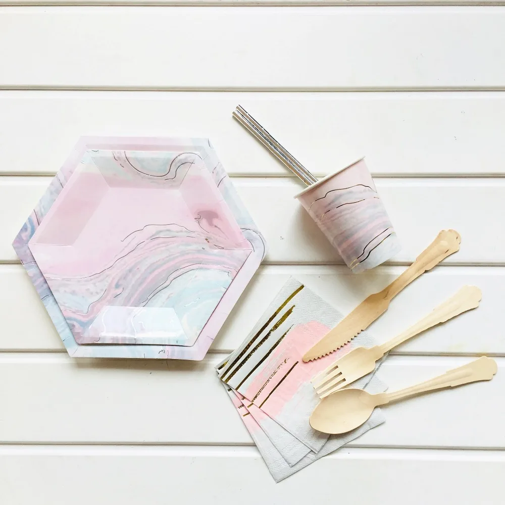 Color Disposable Party Tableware Sets Party Cup Plate Party Tableware