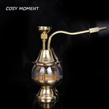 Уютный момент мини-кальян Латунь Стекло Курительная трубка табака водопровод фильтр для курения для Chicha Nargile YJ277