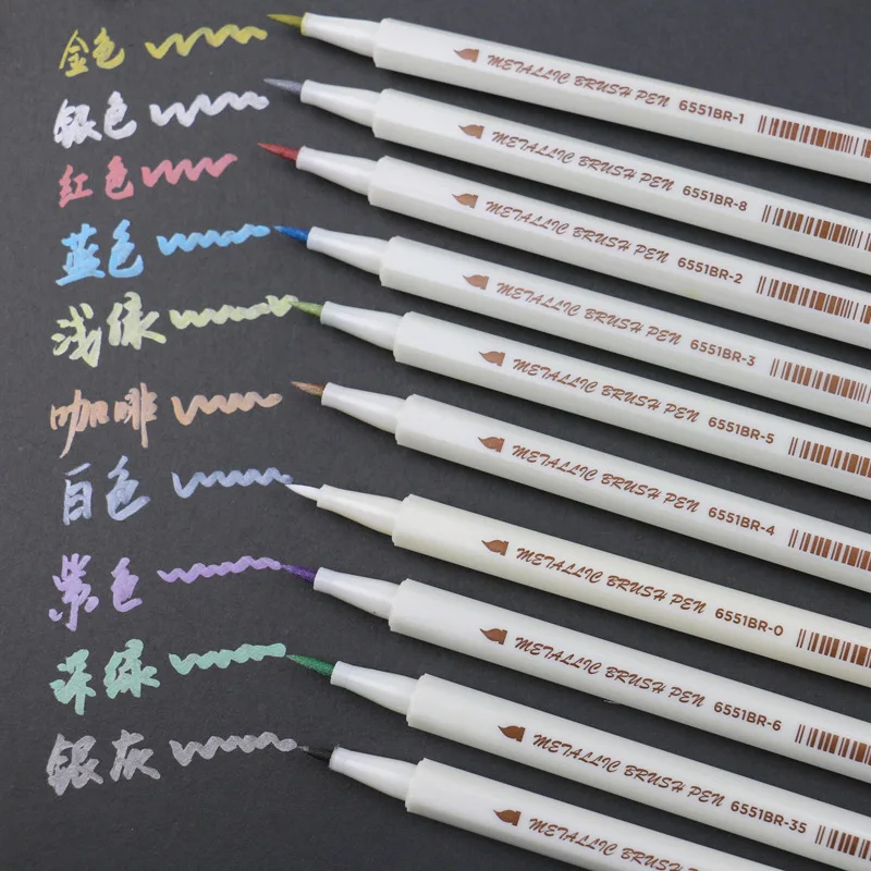 10 цветов/коробка японские канцелярские принадлежности мягкий вкладыш Фотоальбом украшение металлическая краска ручка флуоресцентная ручка, маркер цветной знак ручка