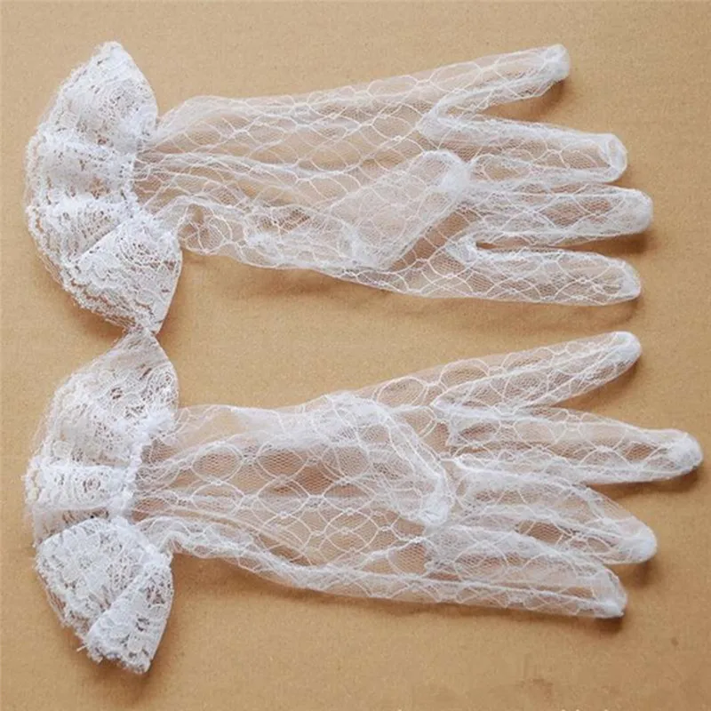 

Short Bride Wedding Gloves Beige Short Design Lace Gauze Transparent Women Gloves Wedding Gloves Wedding Accessories