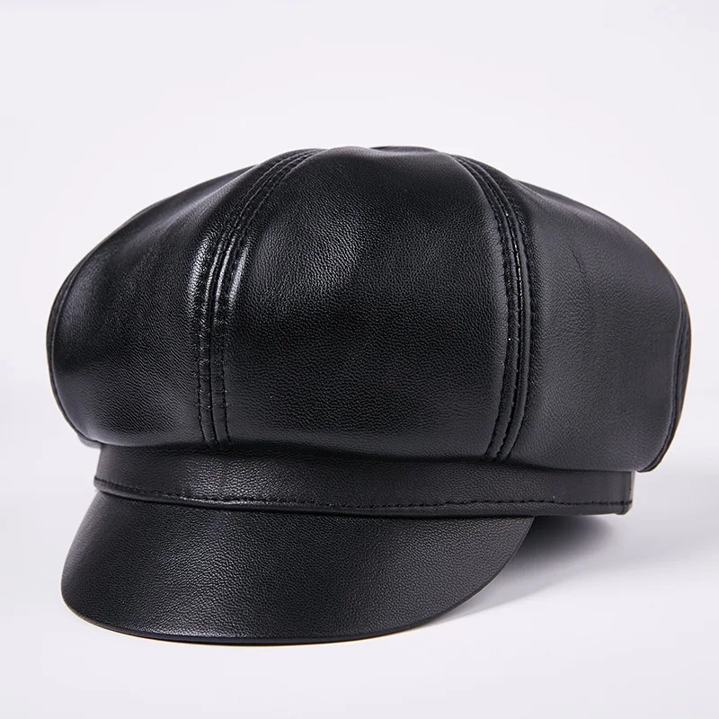 Cappello di cuoio uomo vecchio Cappello di pelle di pecora Berretto  berretto con visiera in inverno|peaked cap|leather hatleather hats men -  AliExpress