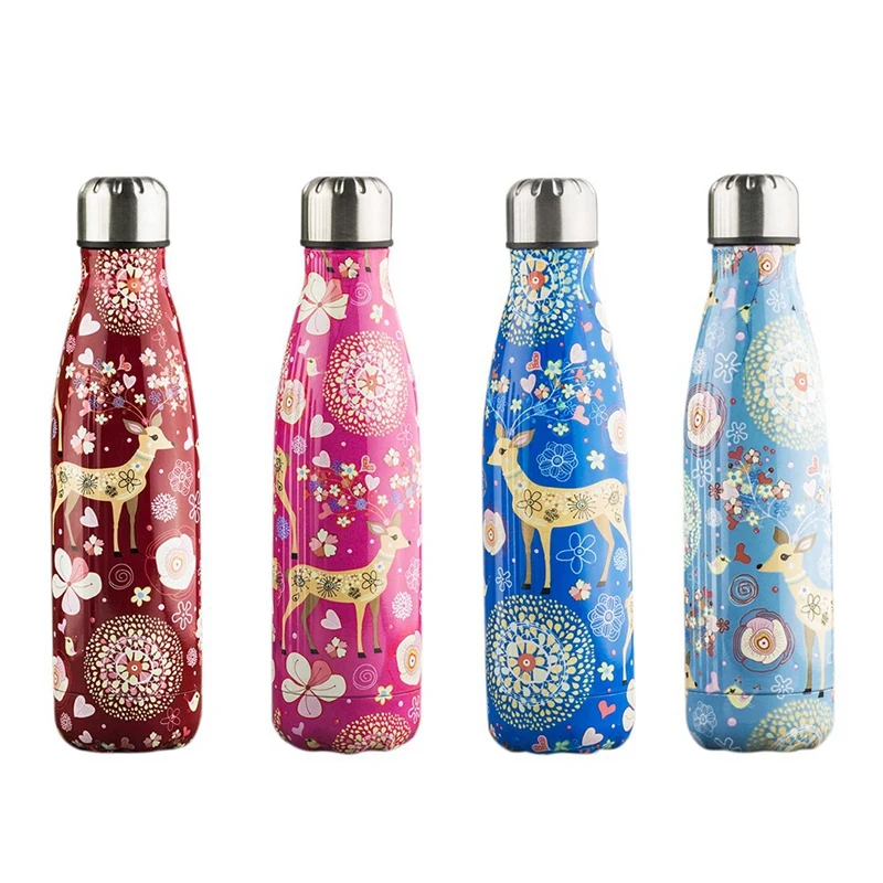 Promotion 500Ml Double Walled Vacuum Flask Insulated Stainless Steel Water Bottle Leak Proof Cola Shape Portable Water Bottle