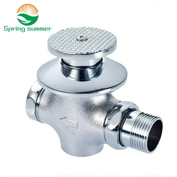 

SPRING SUMMER Brass Manual Lever Handle Toilet Flush Valve Time Delay Self Closing Exposed