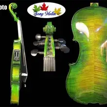 Красивые зеленые цвета 5 Строки 4/4 Электрический Скрипки+ акустическая Скрипки#8641