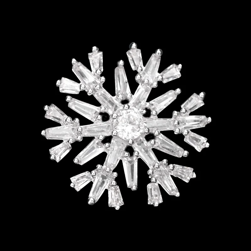 

Silver Snowflake Brooch for Women Winter Wedding Embellishment Bouquet Brooches Boutonniere Jewelry Crystal Snow Flake Broach