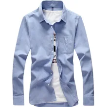 Лето для мужчин's из ткани «Оксфорд» модные повседневное slim edition сплошной цвет рубашка с длинными рукавами/мужчин's платье в деловом стиле рубашк