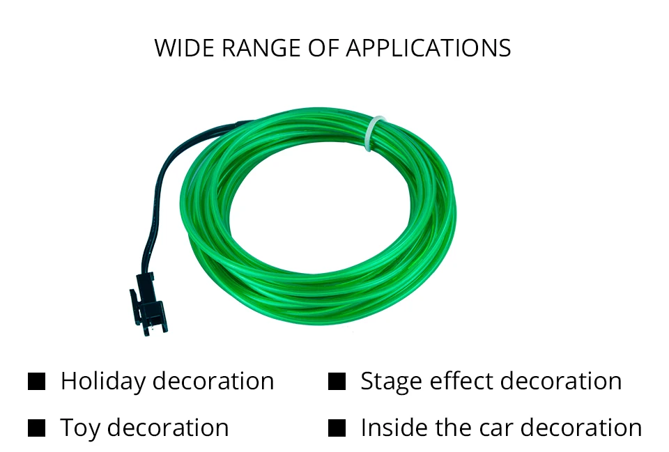 LED Car Styling Green color 1M 2M 3M 4M 5M Ambient Light Flexible Neon Strip led Car Interior Lights Trim El Cold Light 5V (2)