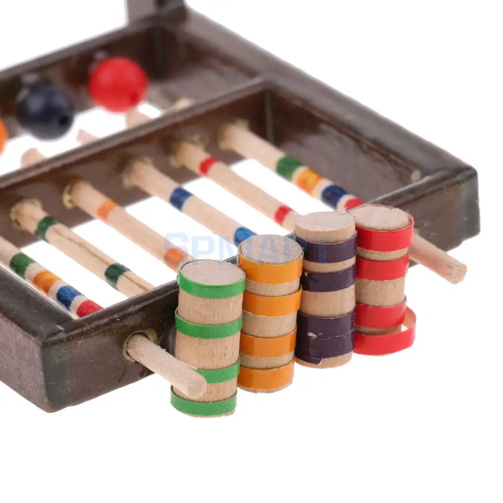 MagiDeal 1/12 Dolls House Miniature Mini Wooden Croquet Game Set for Dolls Living Room Decoarion Children KIds Toys