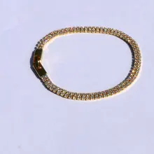 Женские Девушки Желтое золото GF белый 18 карат Кубический цирконий двухрядный квадратный Теннисный браслет дружбы