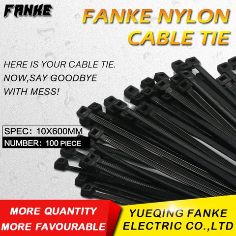 Nacional de Auto-travamento de Plástico de Nylon Pacote de 10*600mm Unidades Alta Qualidade Width9.0mm Cor Preta Padrão Cabo Zip Gravata Tie Fio 100 –