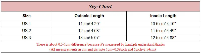 Baby Girl Shoe Size Chart