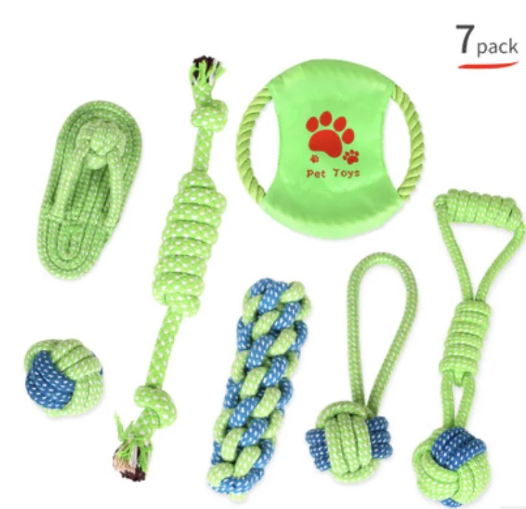7pcs Собаки веревки, игрушки Подарочный набор 7 шт. пакет Прочный зубы собаки чистке Training игрушки Pet Укус устойчивостью агрессивный щенок домашние Принадлежности - Цвет: 7pcs