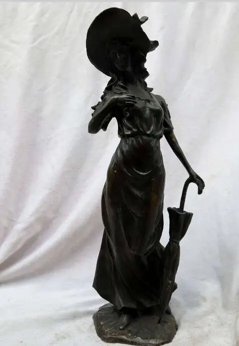 

free 13" China bronze copper carved finely umbrella Marilyn Monroe Sculpture Statue fast