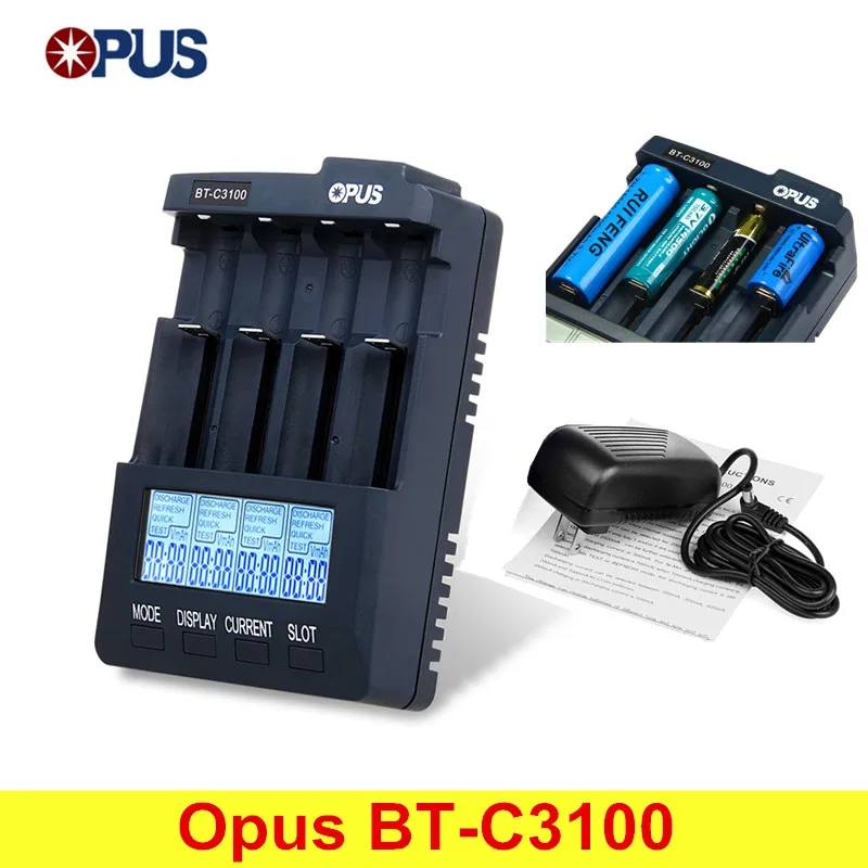 Opus BT-C3100 V2.2 Smart Digital Intelligent 4 LCD Slots Universal Battery Charger For Rechargeable Battery With EU/US Plug Opus BT-C3100 V2.2 Smart Digital Intelligent 4 LCD Slots Universal Battery Charger For Rechargeable Battery With EU/US Plug
