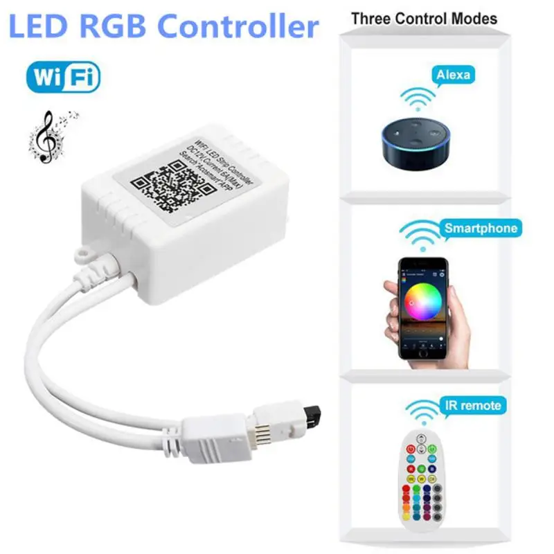 

5 Pins 28 Keys Mini WiFi Controller Music Control Remote For RGBW 5050 LED Strip Light 110-240V Smart Phone Control Decorative