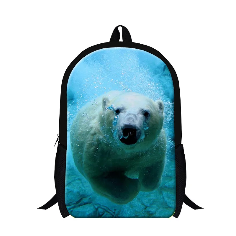 Latest 3D polar bear teen girl backpack,personalized bookbags for high school students, animal back pack teens school bags
