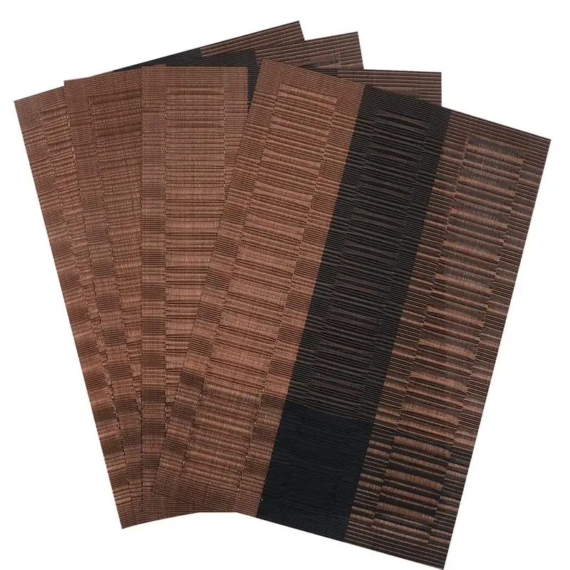 Set of 4 PVC Bamboo Plastic Placemats for Dining Table Runner Linens place mat in Kitchen Accessories Cup Wine mat