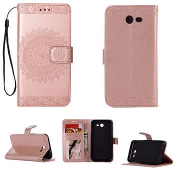 

20pcs/lot Totem embossing 3 card leather newest cover case for Samsung Galaxy J3 J5 J7 2017 J320 J520 J720 cover case shell
