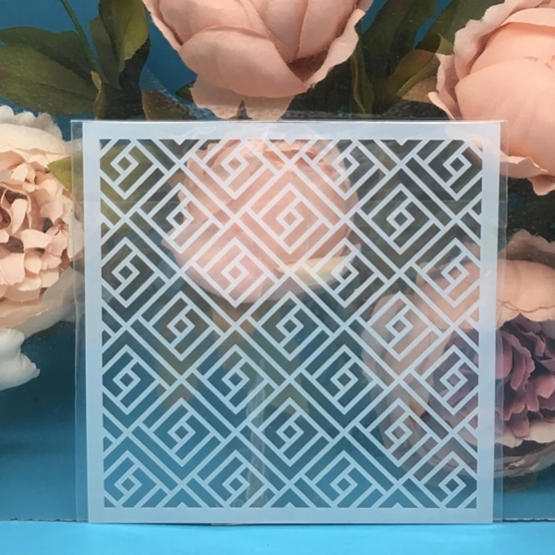 13cm 5" Square Texture DIY Layering Stencils Wall Painting Scrapbook Coloring Embossing Album Decorative Paper Card Template |