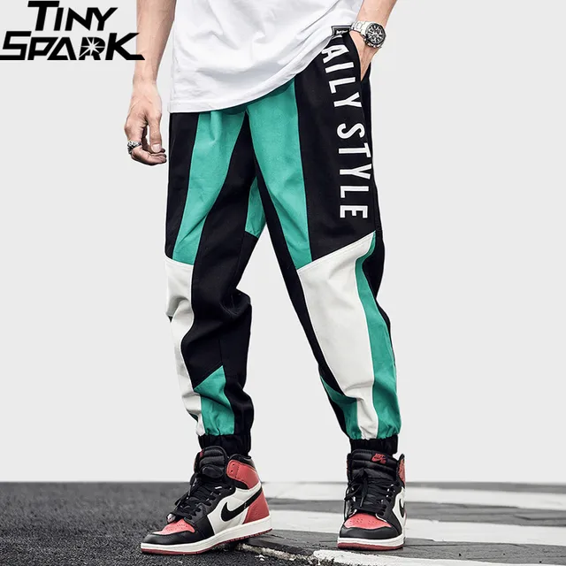 Spring 2019 Hip Hip Pants Streetwear Retro Vintage Color Block ...