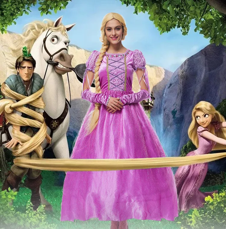 

M-XL High Quality The Princess Rapunzel Fancy Dress Adult Costumes for Halloween/Carnival Party Tangled Cosplay Costumes