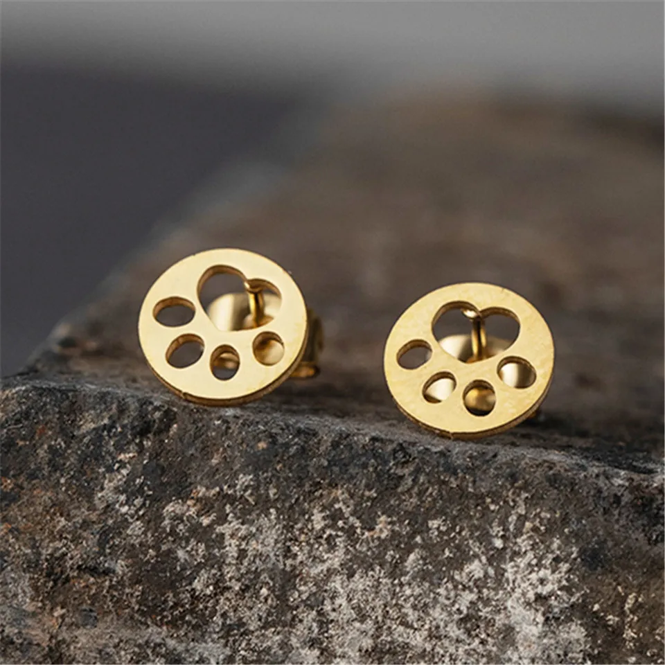 

New Fashion Stainless steel Gold & Silver Cat and dog claw Women's earrings Charm cute animals Stud Earrings Best friend E021777